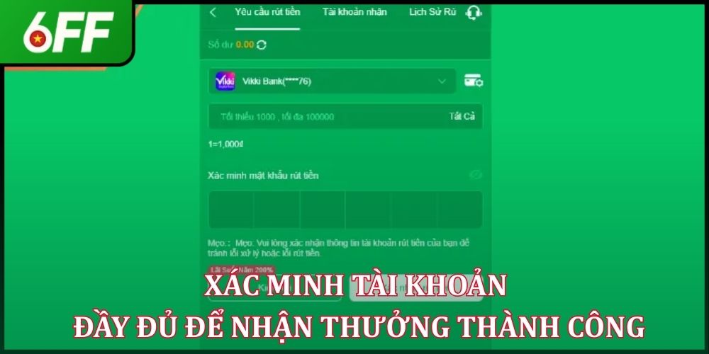 Rút Tiền 6FF - Nhận Thưởng Dễ Dàng Chỉ Trong Vài Bước 2026
